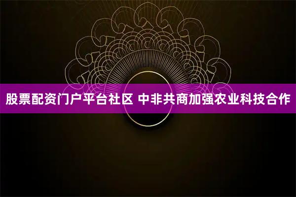 股票配资门户平台社区 中非共商加强农业科技合作